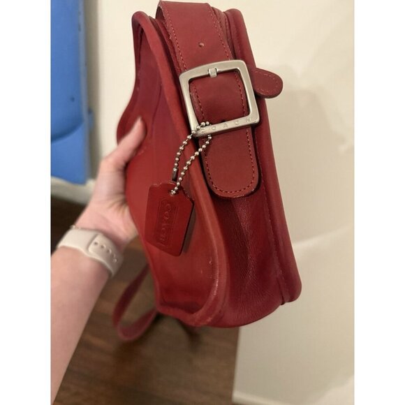 Vintage Coach Leather Camera Bag Crossbody Double Zip 9817 Red - Picture 12 of 14